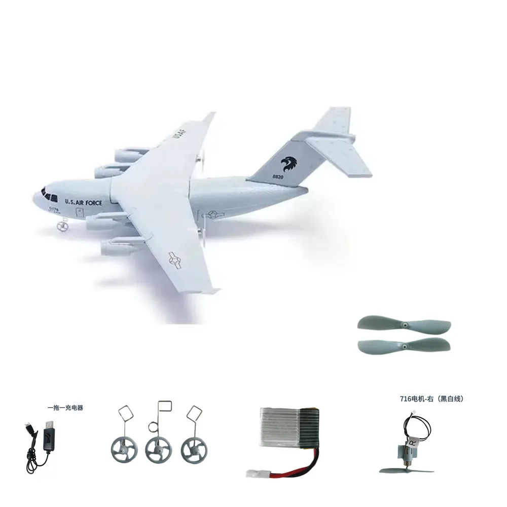 Batterie de Drone RC C-17, 3.7v, 300mAh, lame d'hélice, train d'atterrissage, câble de chargement, utilisation pour pièces d'avion C-17