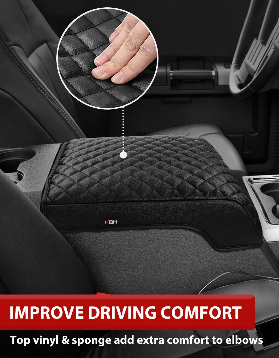 Black Center Console Lid Armrest Cover For Ford F250 F350 Super Duty 2011-2016 Interior Protective Replacement Cushion Pad view 5