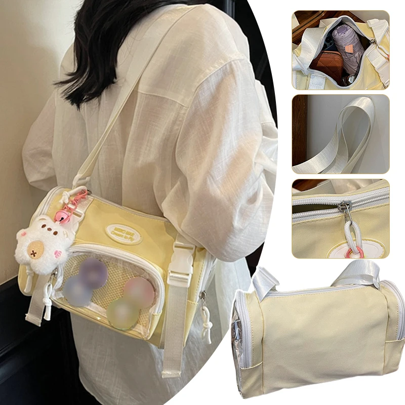 Japanese Transparent Shoulder Bag for Girls Lightweight Crossbody Shopping Bag Cute Clear Handbag Versatile Daily Use Students