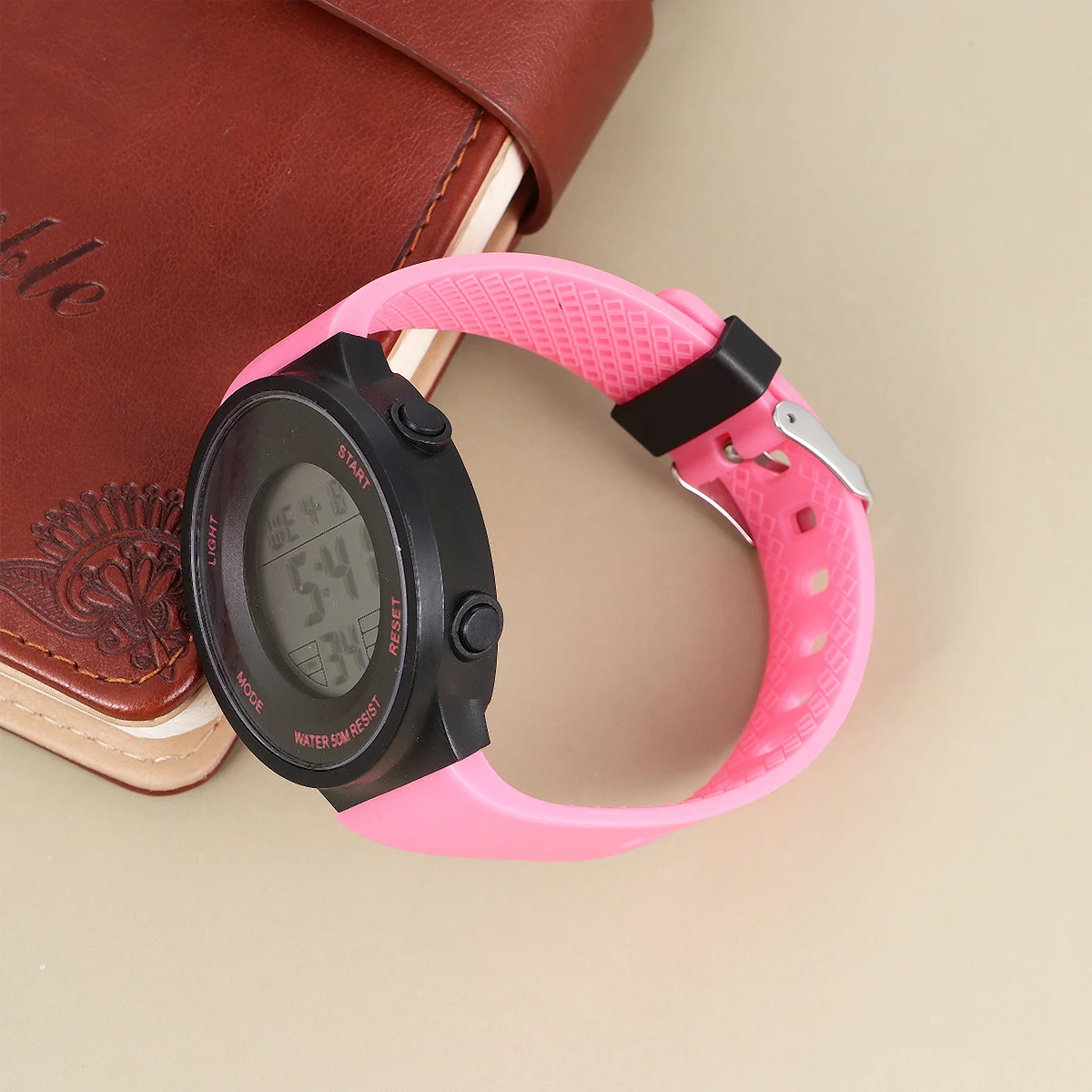 1Pcs Luminous 's Watch Waterproof Electronic Watch Multifunction Stopwatch Alarm Week Display for Students Pink