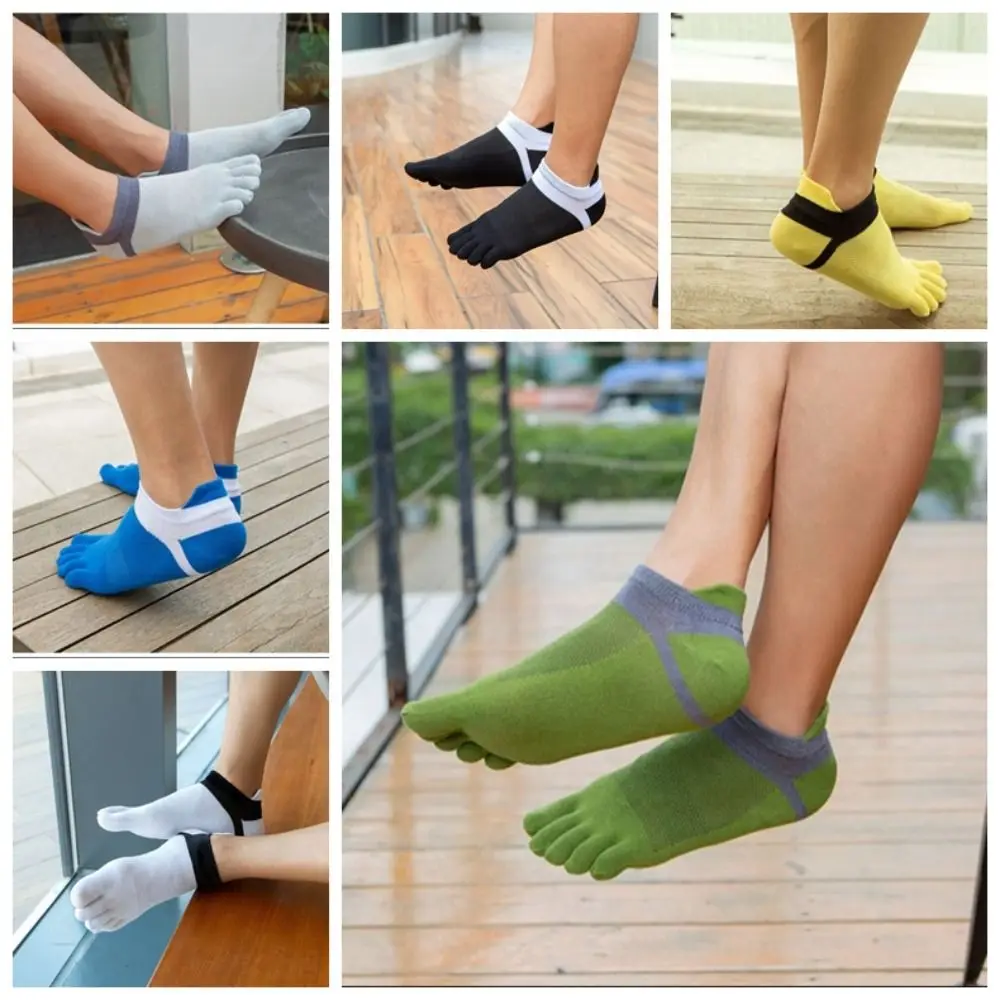 

1 Pair of EU38-44 Five Finger Socks Mesh Anti Friction No Show Ankle Socks Cotton Breathable Male Short Socks Walk