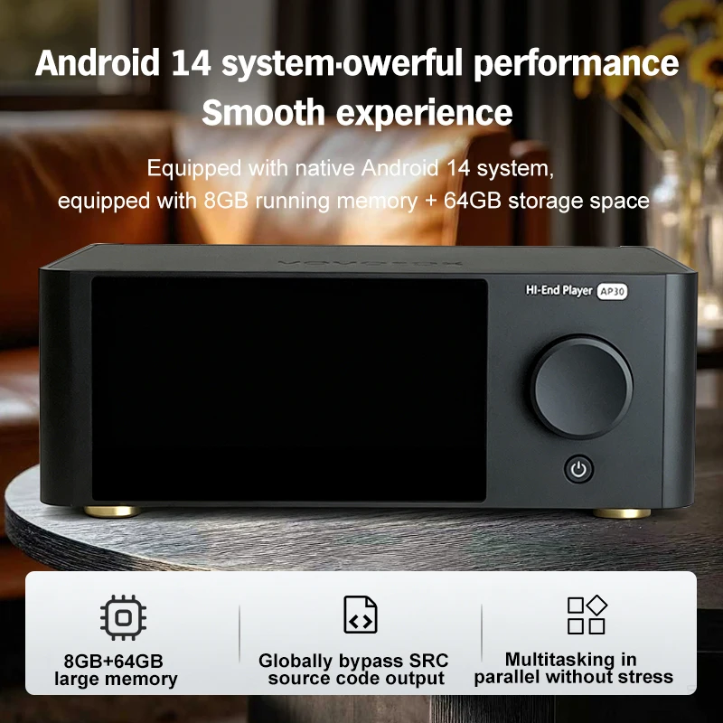 VOVOFOX AP30 HiFi Network Streamer Player Android 14 High-Res Music Streamer DAC DSD512 PCM768K for AirPlay Tidal Spotify
