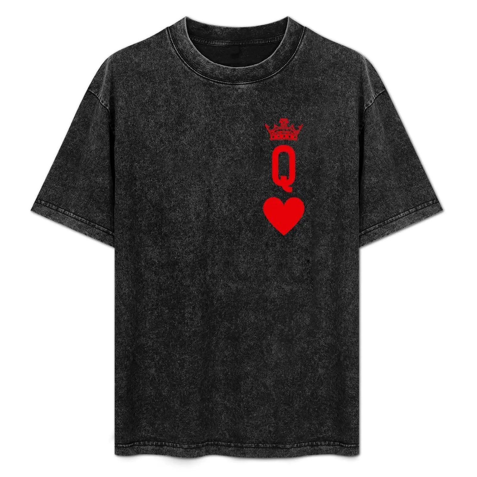 Playing Card Queen of Hearts Logo Simple Minimalist Letter Design T-Shirt vintage anime shirt graphics mens t shirt graphic