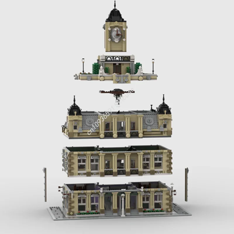 MOC Custom Modular Building The Courthouse Street View Model Building Block Creative Assembly Educational Bricks Toys Kid Gift