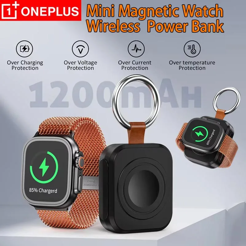 

Магнитное беспроводное зарядное устройство OnePlus Mini для IWatch, портативный внешний аккумулятор для зарядки часов серий 10, 9, 8, 7, 6, 5, SE, Ultra