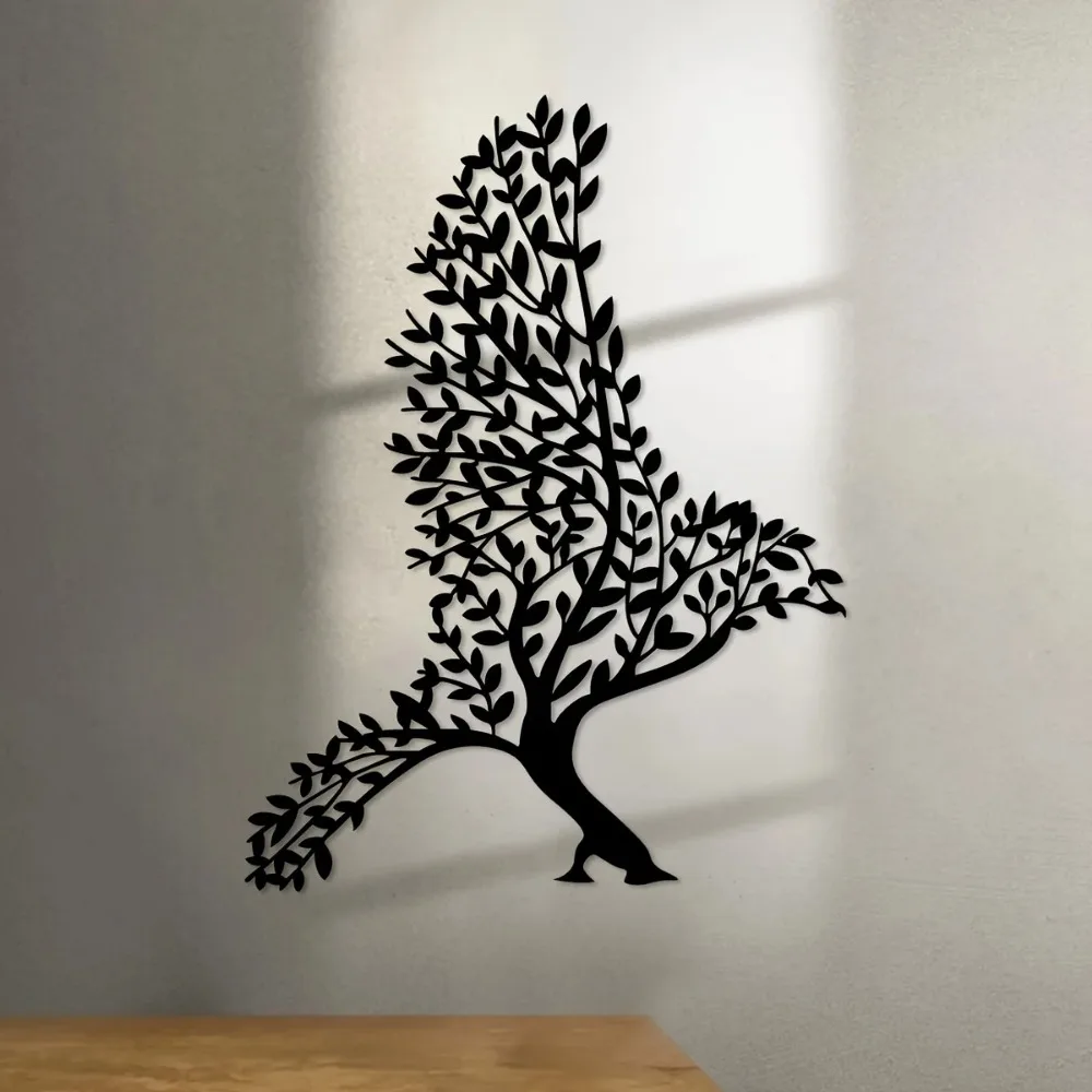 Vintage Iron Bird Wall Sculpture, Branch Decor, Indoor Outdoor Hanging