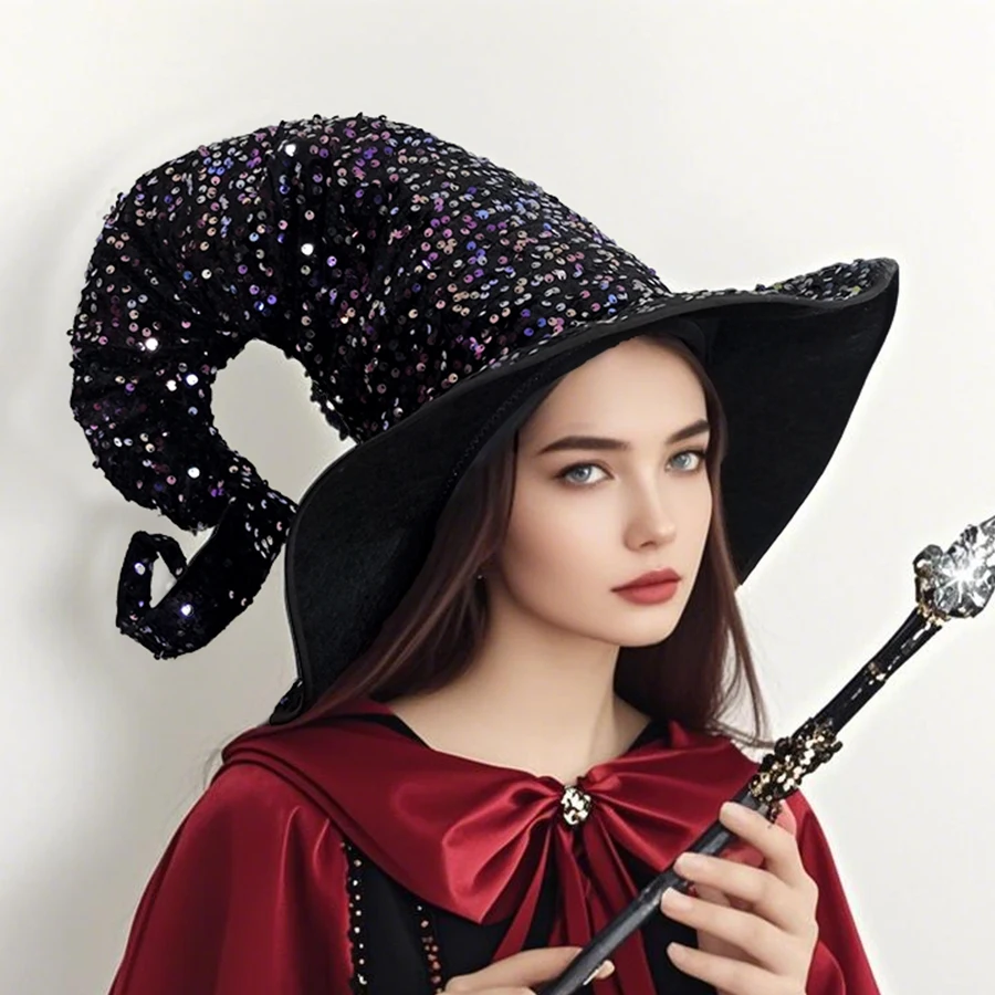 Chapeau de sorcière Halloween chapeau de sorcière paillettes chapeau le plus lourd scène atmosphère vacances fête habiller chapeau Cosplay chapeau décoratif
