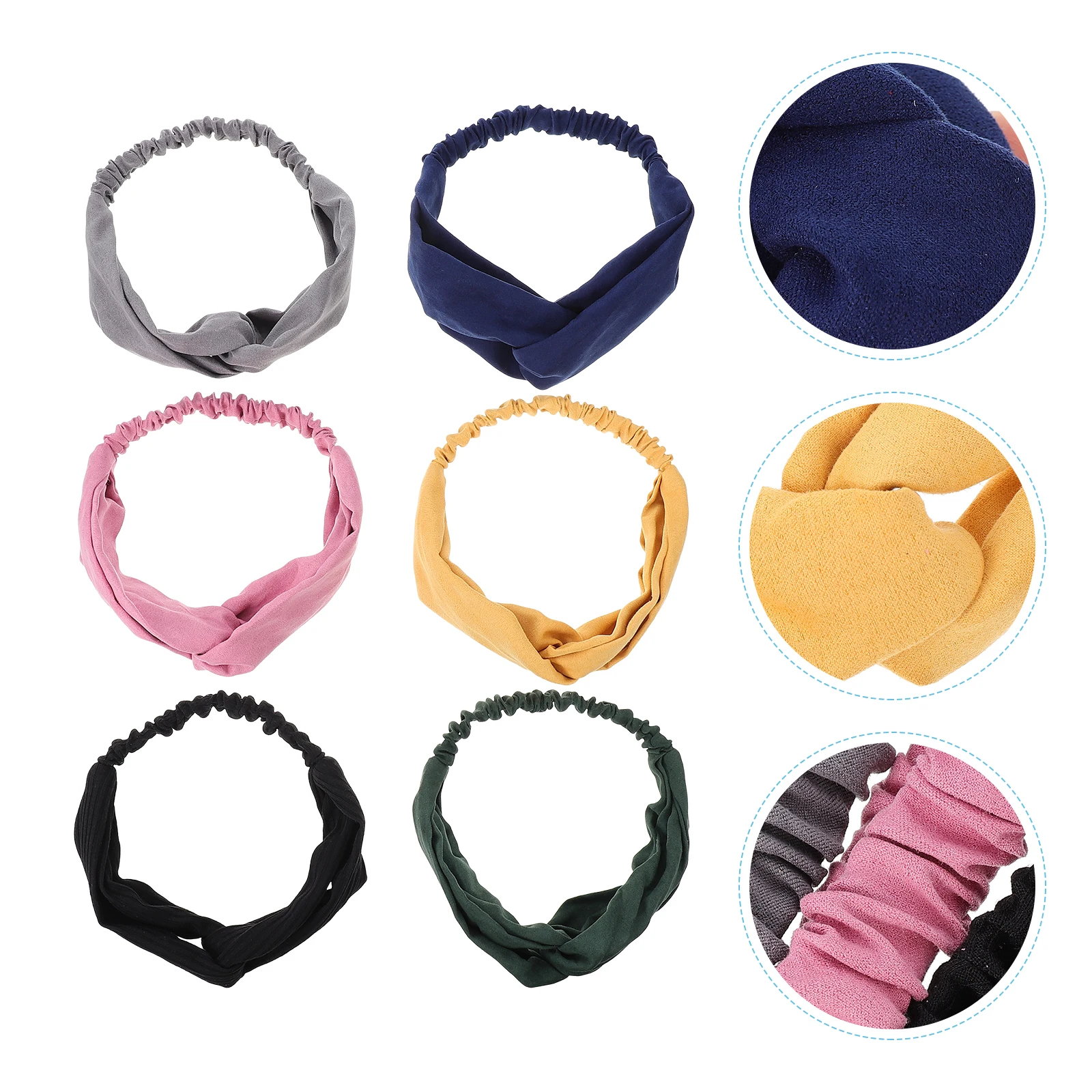 

6pcs Yoga Headband Hair Accessories Elastic Cross-Knotted Headbands Wide-Brimmed Fitness Hairband Soft Cloth Hair Ribbons For