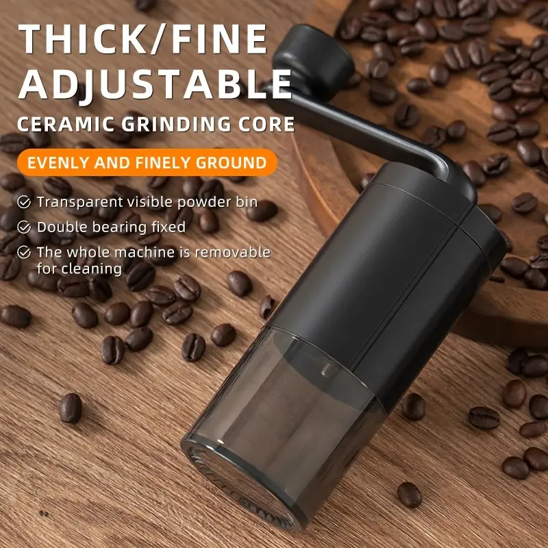 1pc Manual Coffee Grinder Portable Grinder Home Outdoors Travel Hand Crank Coffee Grinder Adjustable Bean Grinder