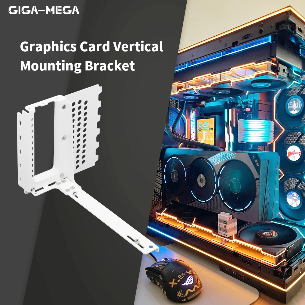 GIGA-MEGA  V2  Graphics Card Vertical Mounting Bracket 150mm PCI-E 4.0 x16 Extension Cable Holder GPU Mounting Bracket Kit