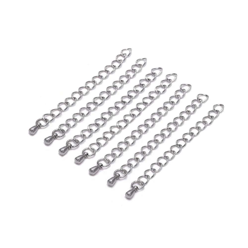 

10Pcs/Lot 50/70mm Stainless Steel Extended Extension Chains Tail Extender Chain for DIY Bracelet Jewelry Making Accessories