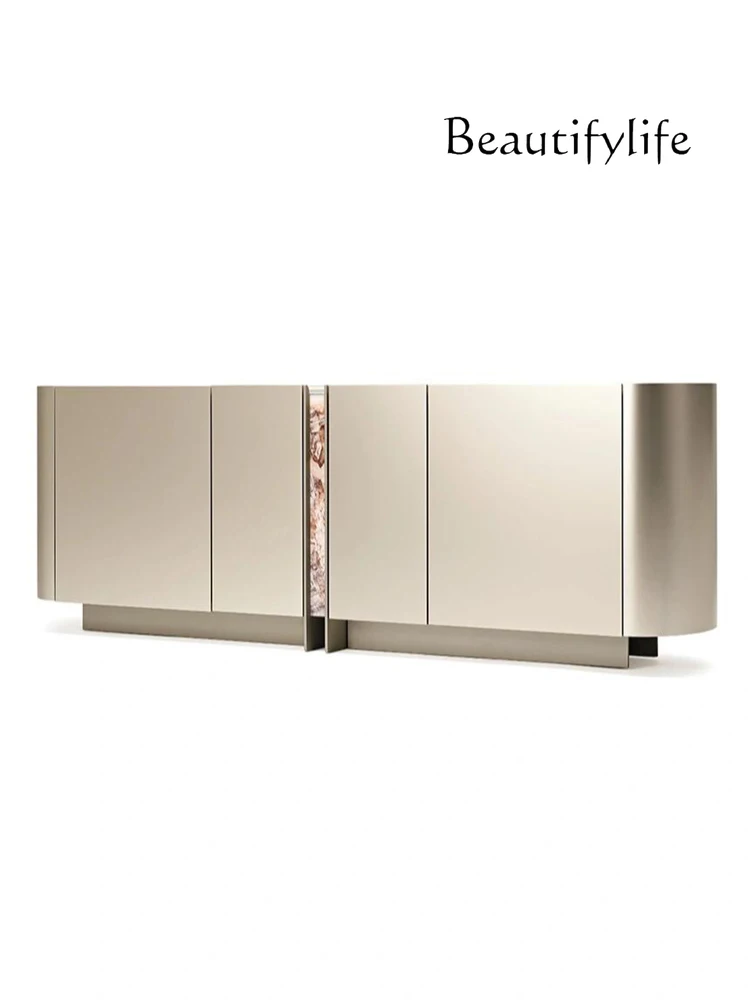 Italian light luxury restaurant marble rock slab side cabinet, high-end storage TV cabinet