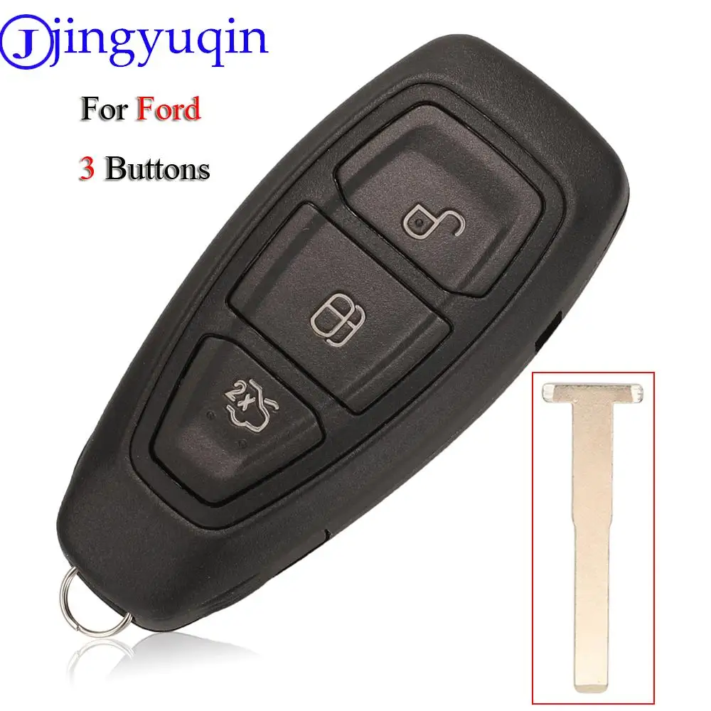 Jingyuqin 3 Button Car Key Shell With Insert Blade Replacement Smart Key For Ford Mondeo Fiesta Focus Titanium C-Max Kuga Refit