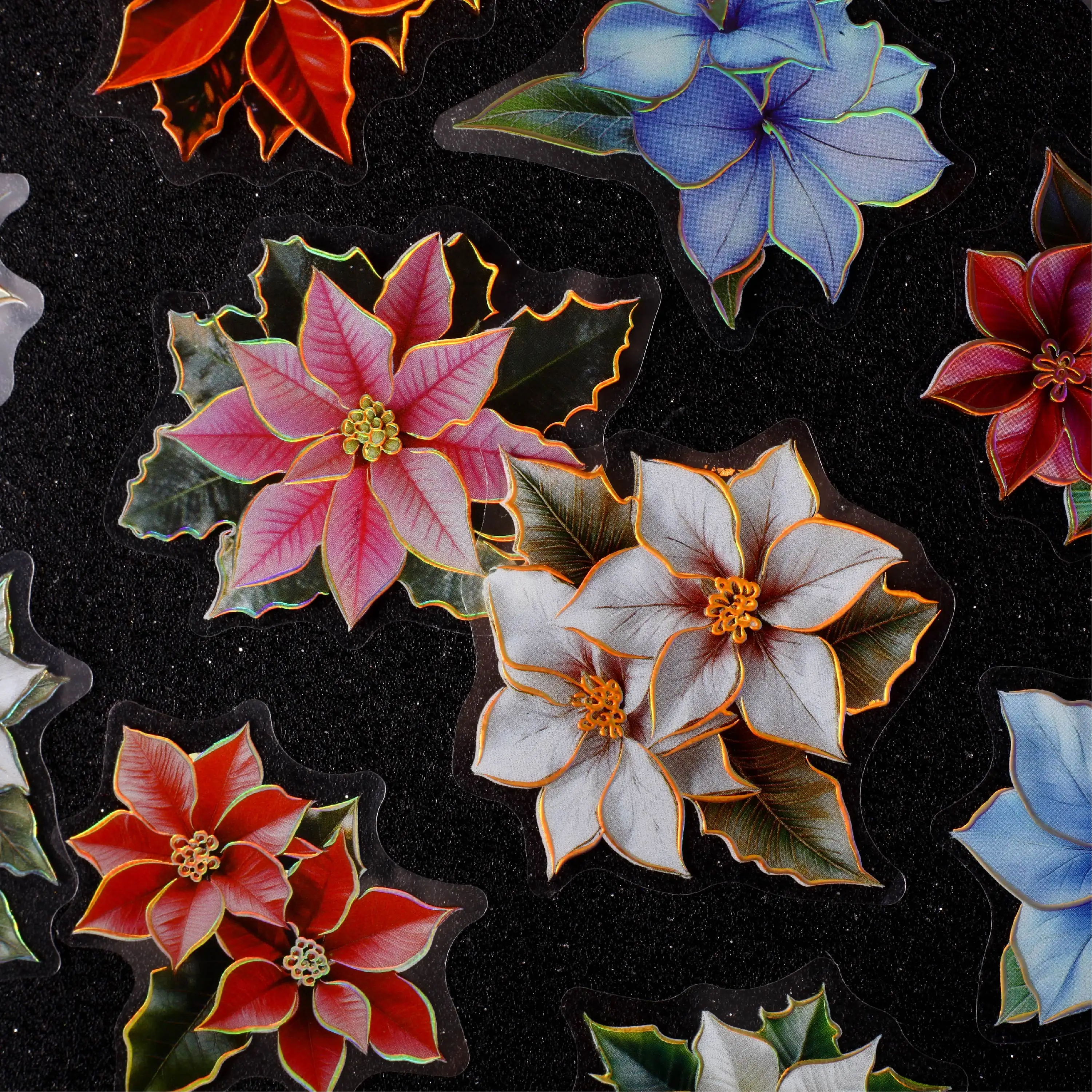 TIANZI 20pcs Colorful Flower & Leaf Stickers Pack Aesthetic Creative Stationery Decor for Junk Journal Scrapbooking