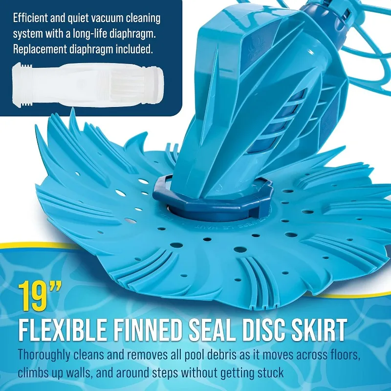 Suction Pool Cleaner, Inground Automatic Pool Vacuum Cleaner with Hose - Auto Creepy Sweeps Removes Debris, Leaves Cleans