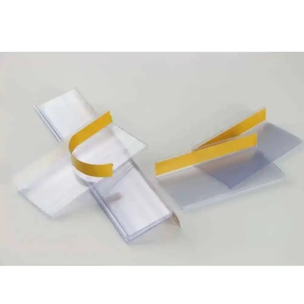 4 * 10 cm selbstklebende Kunststoff-Hängelaschen für den Einzelhandel, Waren-Preisschild-Halter, Etiketten-Display-Streifen
