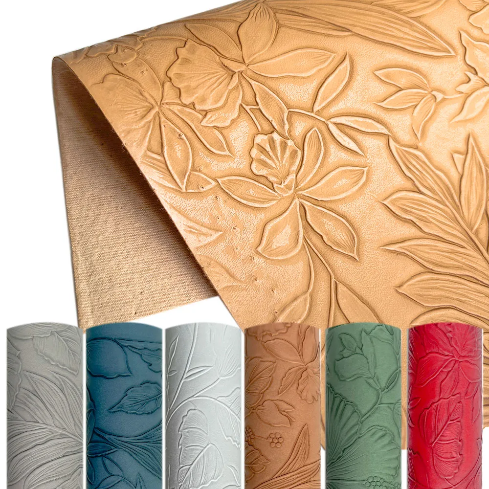 Flower Faux Leather Sheet for Earrings Purses Making 7.8