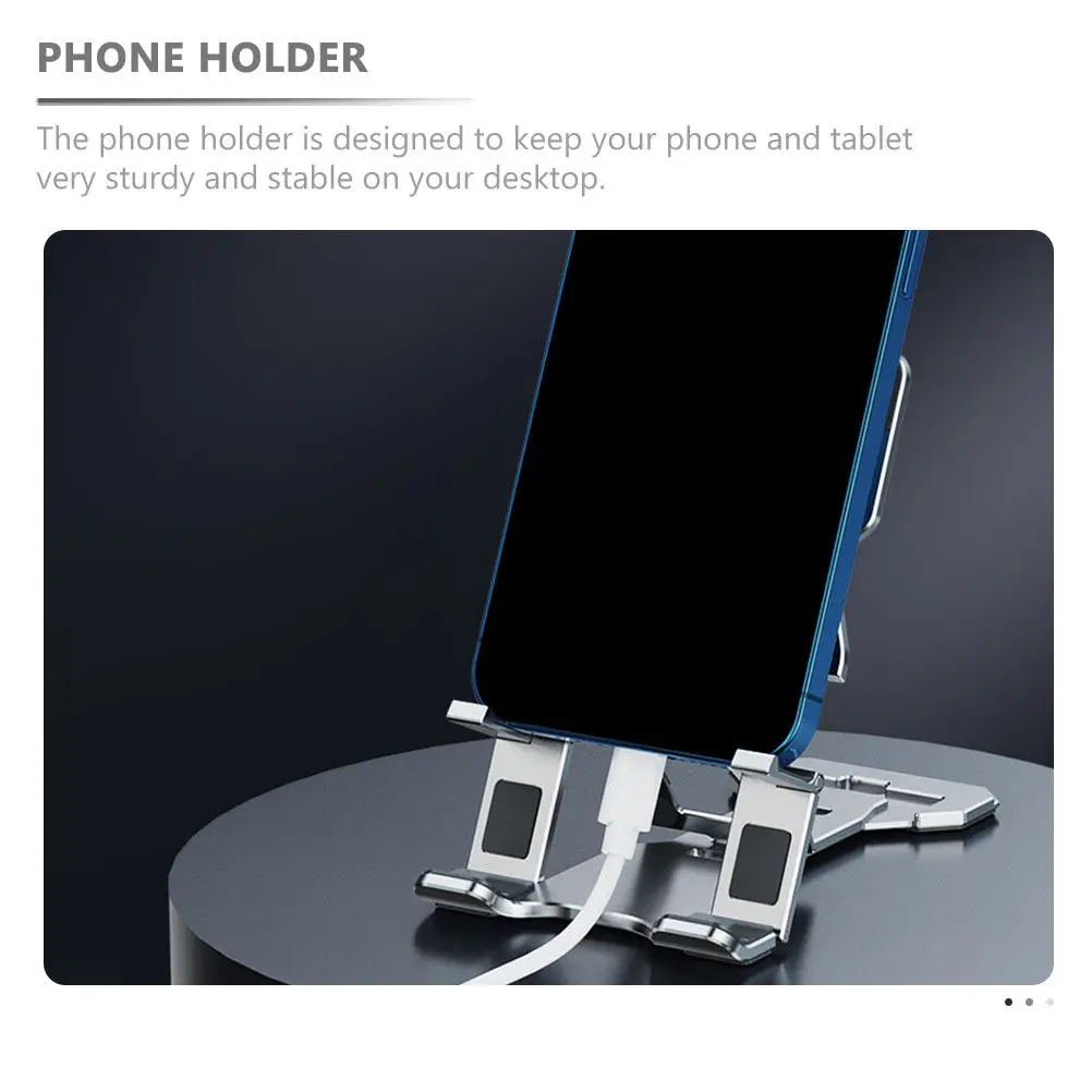 Compact Foldable Phone Holder Desktop Tablet Bracket Aluminum Alloy Material Strong Load Bearing Adjustable Viewing Angle
