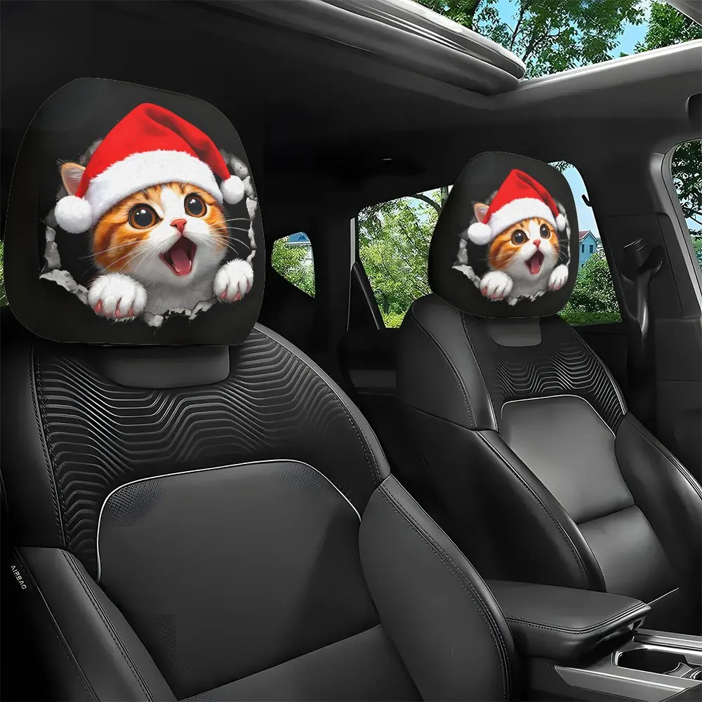 

Эксклюзивный подарок на День святого Валентина для любителей кошек: 2 шт. милые чехлы на подголовники для кошек в тигровую полоску - мягкие и моющиеся, автозапчасти