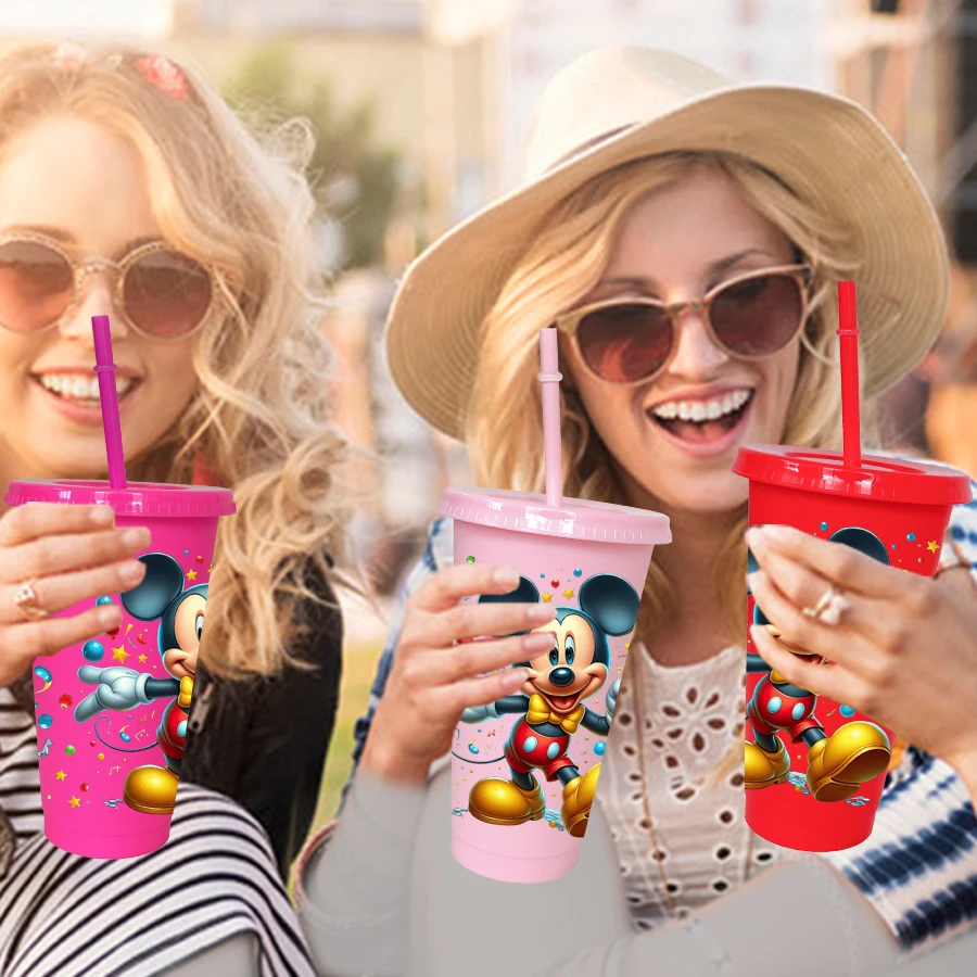 12 قطعة/الحزمة ديزني ميكي ماوس ستار 26 أوقية البلاستيك الملونة حفلة عيد ميلاد أواني الشرب عصير فنجان القهوة