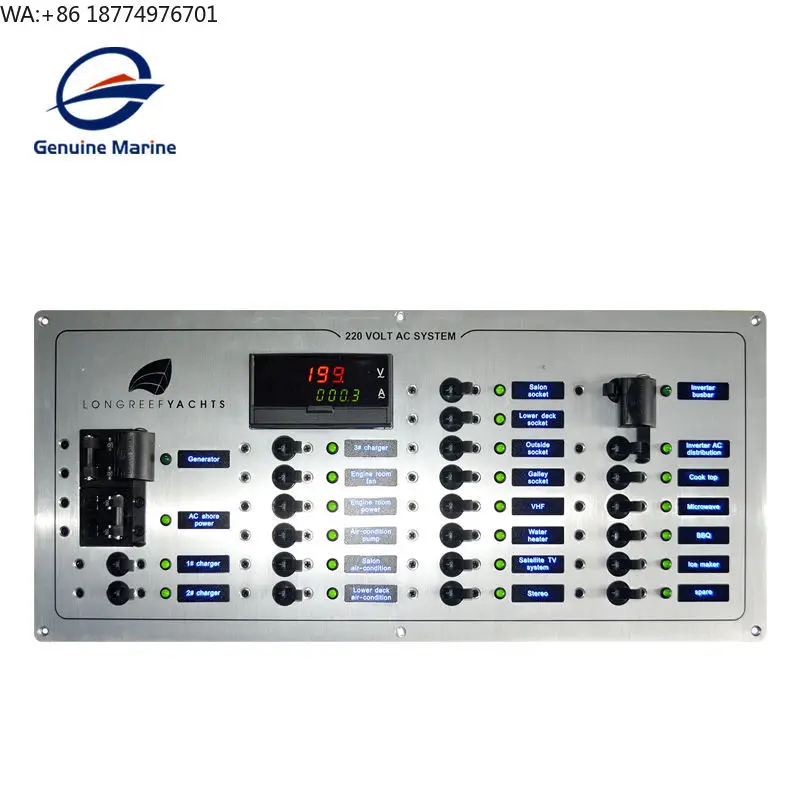 Genuine Marine 12V/24V 0r 110V/220V Control Switch Panel Custom Marine Breaker Electrical Panel for Boat Yacht Caravan