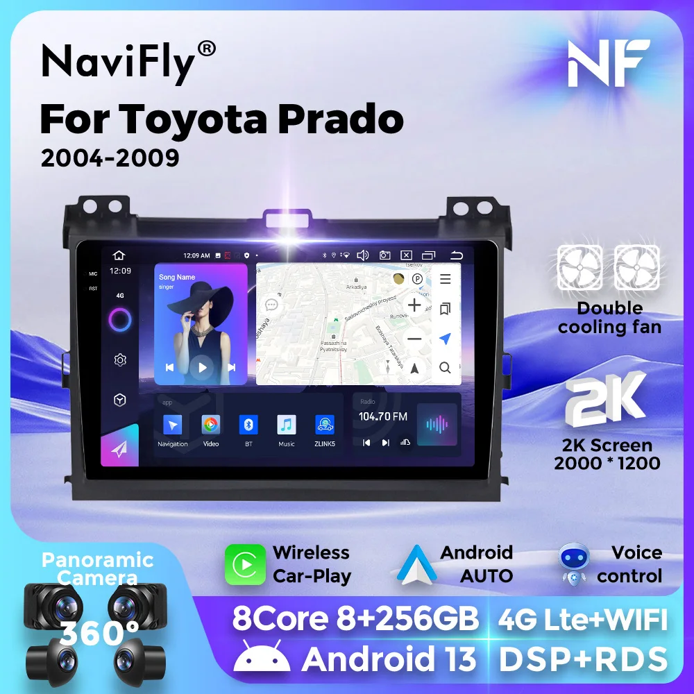 

Android 13 Car Radio 8G+256G For Toyota Land Cruiser Prado 120 2004-2009 GPS Stereo Multimedia Player 2000*1200 Wireless Carplay