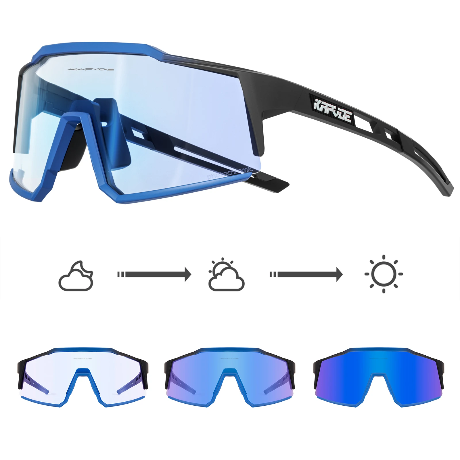Kapvoe Photochrome Fahrradbrille UV400 MTB Klar Mountainbike Übergang Fahrrad Sonnenbrille für Männer Frauen Sportbrillen 5