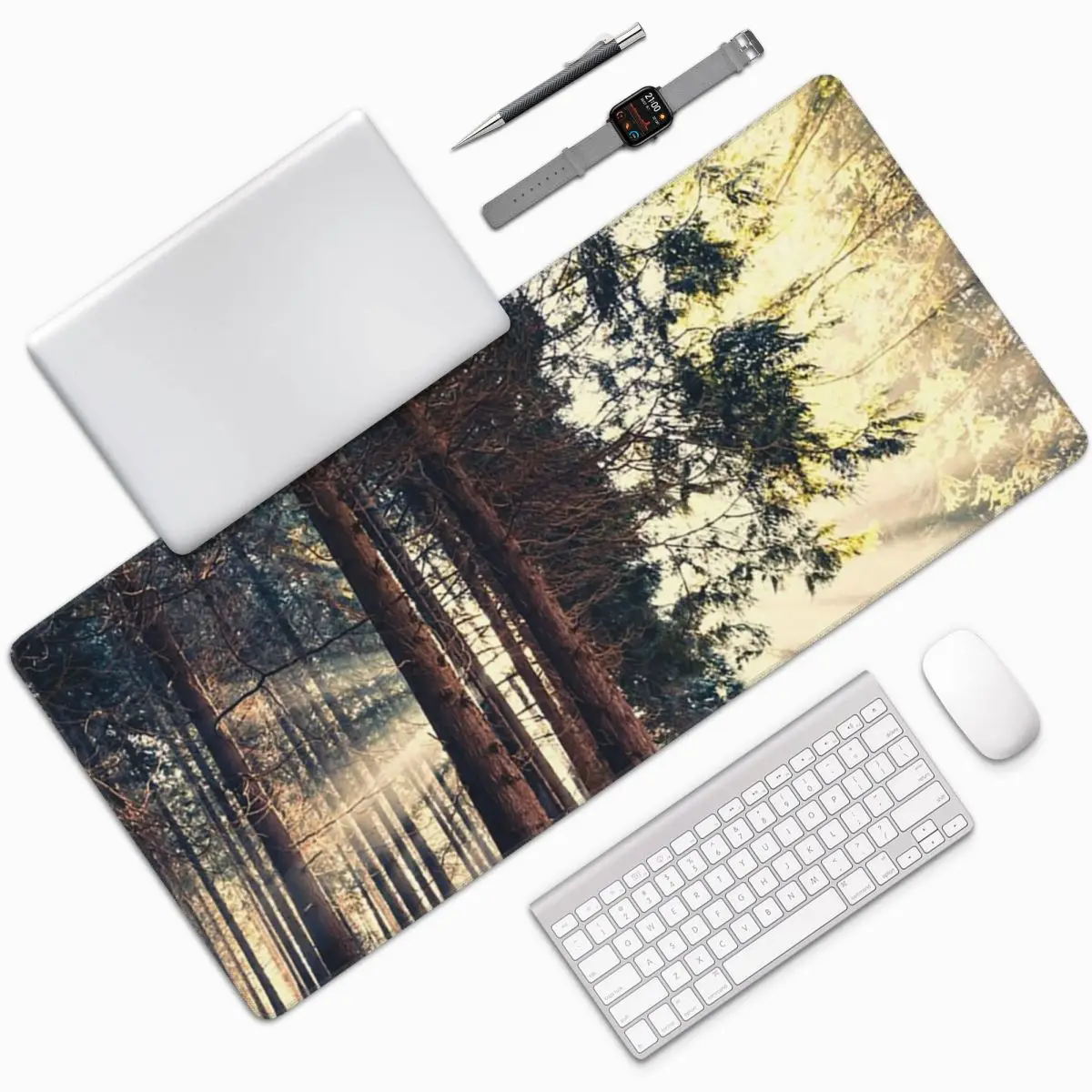 Forest Sunlight And Tree Light Shadow Large Mouse Pad Computer Keyboard Mouse Mat Laptop Desk Mat Office Accessories Table Mats