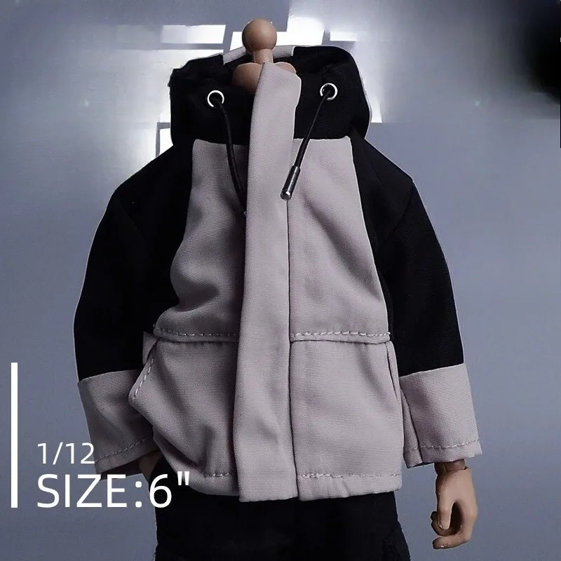 1/12 Scale Male Soldier Mountaineering Hooded Zipper Charge Clothes Model for 6-inch Action Figures BJD Body Decoration