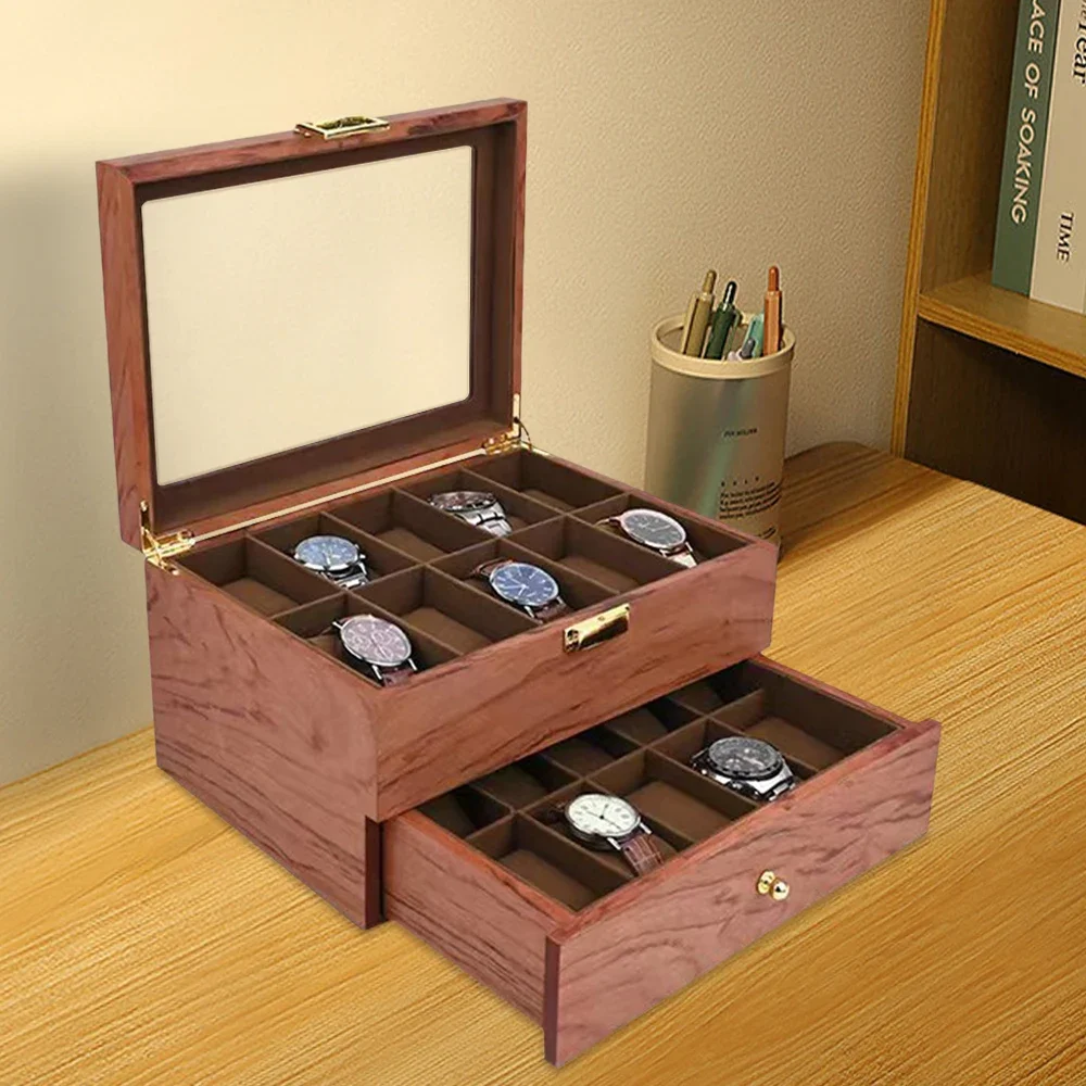 

20 Slot Wooden Watches Display Box Case Jewelry Watch Storage Organizer