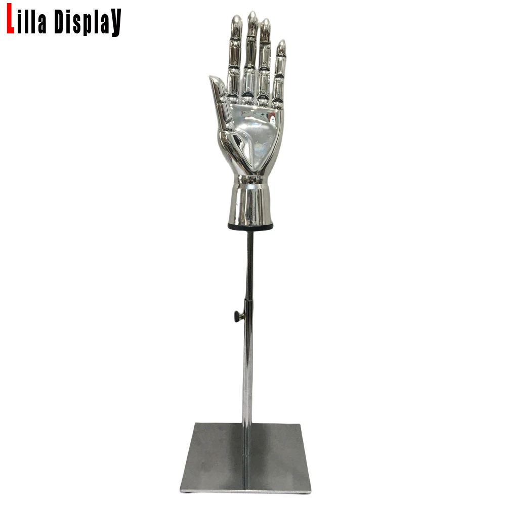 Store Visual Display Adjustable Silver Square Base Plastic Mannequin Display Hands WDH01