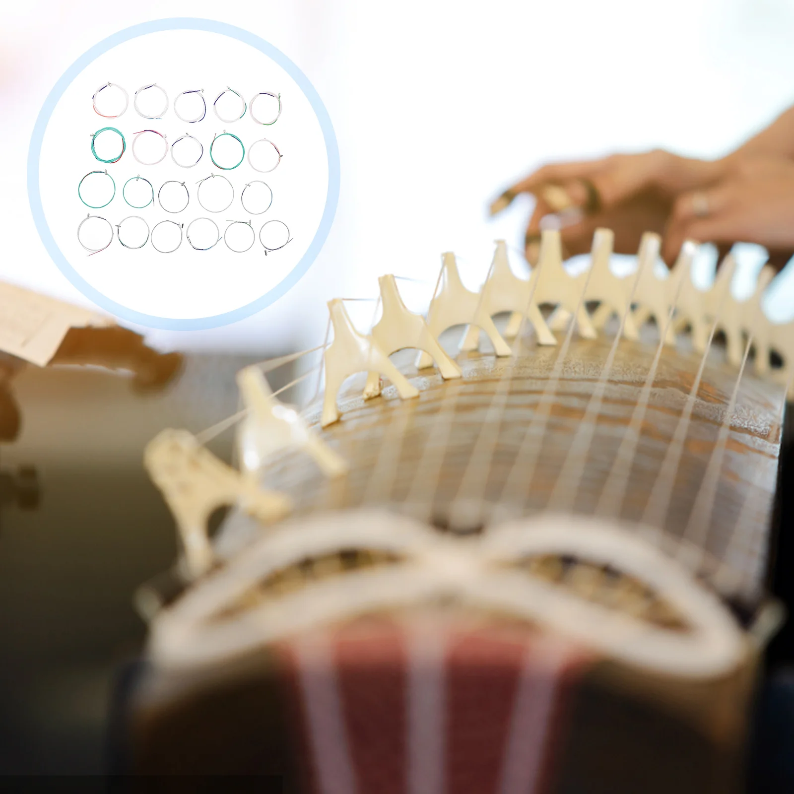 21pcs Portable Guzheng Strings Replacement Strings Premium Guzheng Strings (Assorted Color) Full Set Guzheng Strings