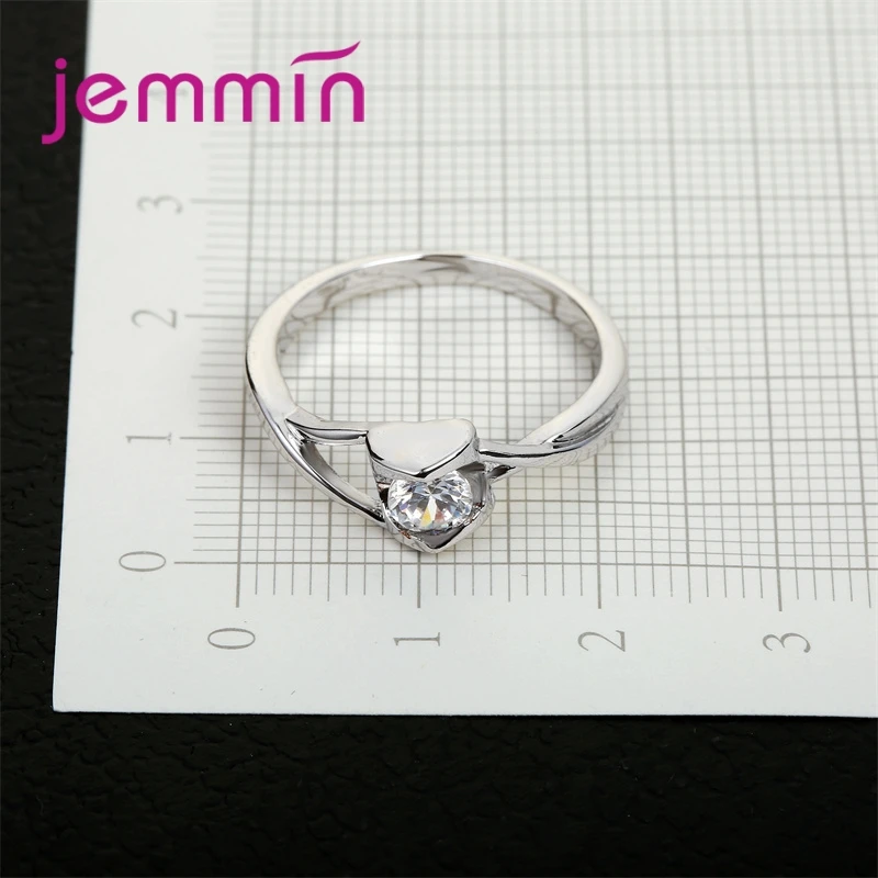 925 Sterling Silver Ring Heart Charms Austrian Crystal Bague Cubic Zircon Eternity Promise Jewelry for Woman Girlfriend view 4