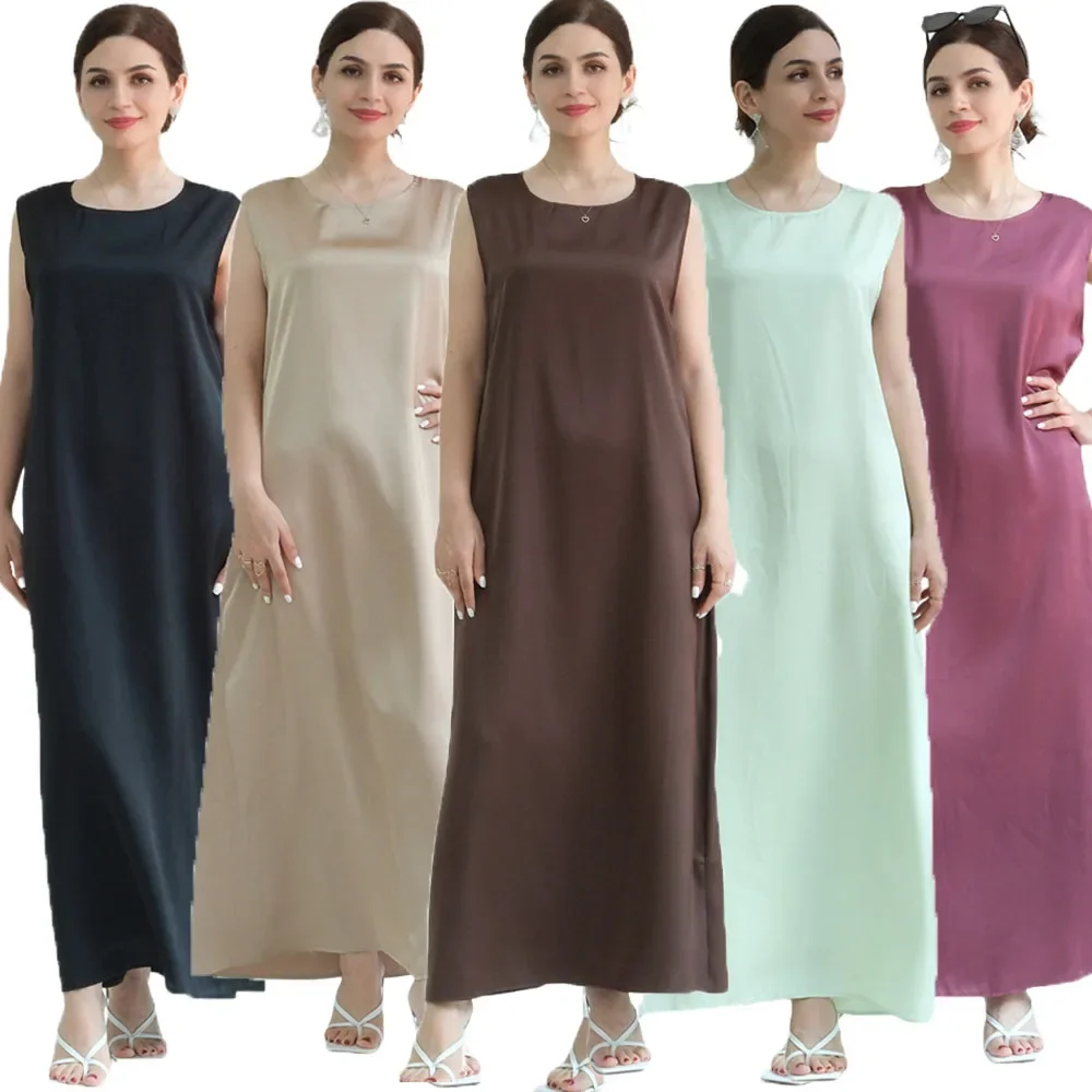 

Inner Abaya for Women Plain Muslim Long Dress Under Abayas Kimono Dubai Turkey Slip Dresses Autumn 2025 Sleeveless Under Dress