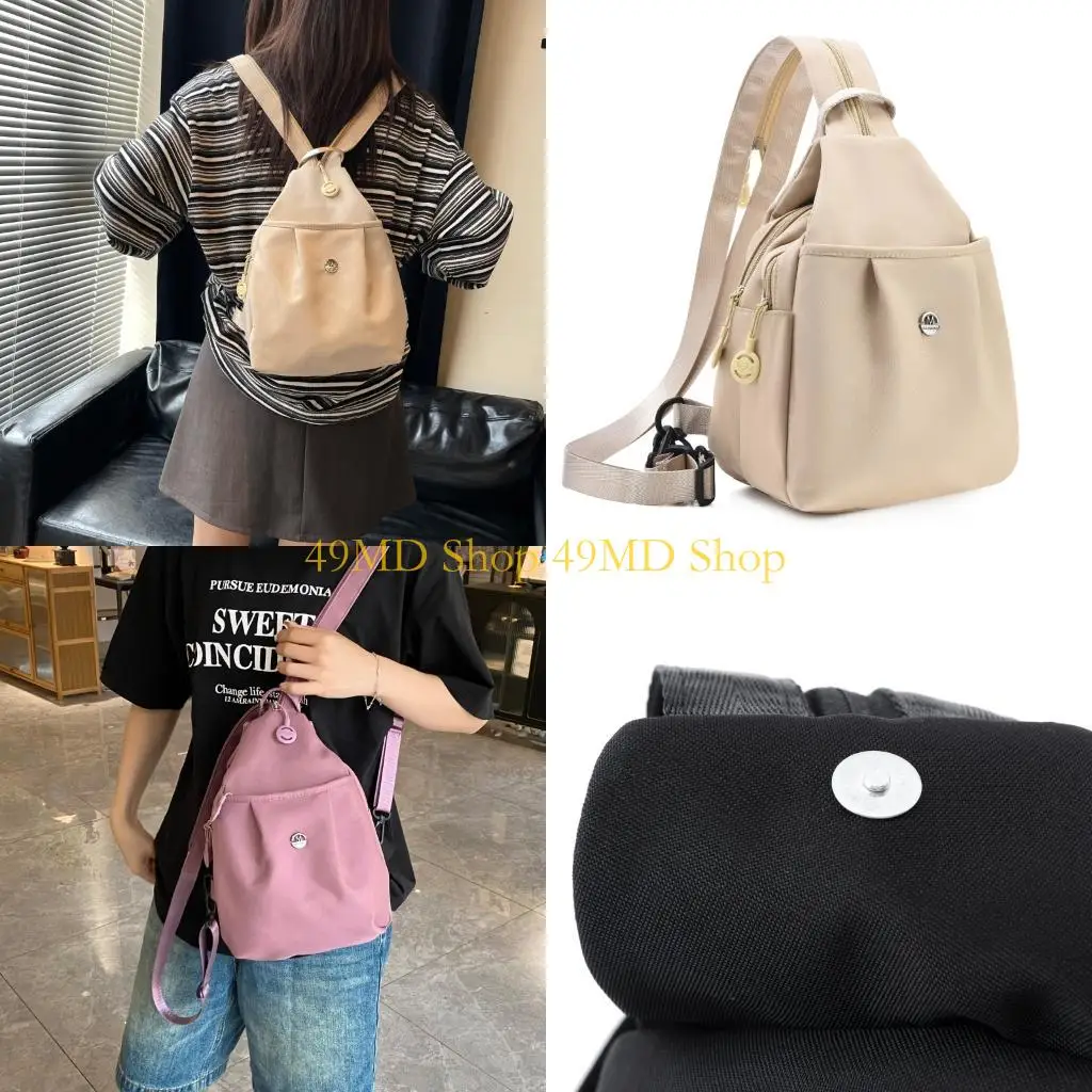 49MD Antitheft Chest Bag Nylon Backpackp With Hide Pockets For Travel Commute