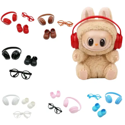 Suitable for Labubu Doll Clothing Accessories Mini Glasses Shoes Headphones V1 V2 V3 DIY Accessories Children's Toys Gifts