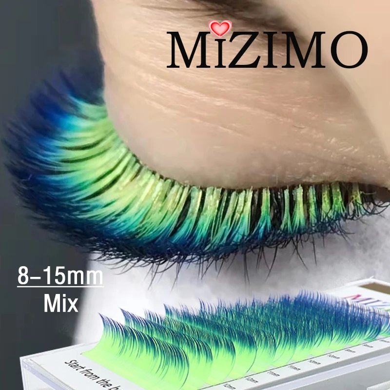 Color Eyelashes Two-color Gradient Blue Yellow Purple Black Pink 8-15 Mixed Length Soft Unique Single Grafted False Eyelashes