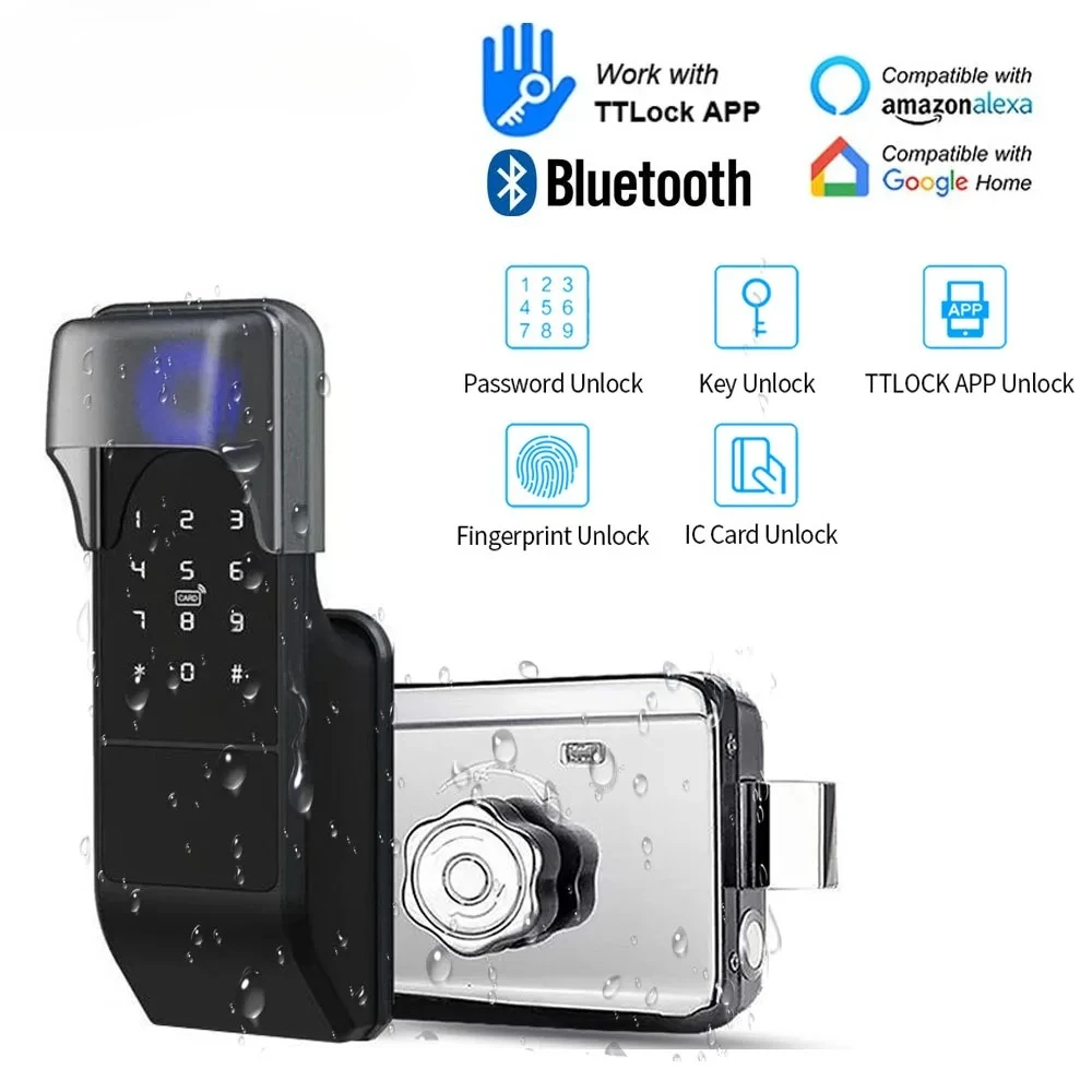 

IP65 Waterproof TTLock Fingerprint Smart Door Lock Outdoor Gate Bluetooth Password 13.56MHz IC Card Deadbolt Lock+Mechanical Key