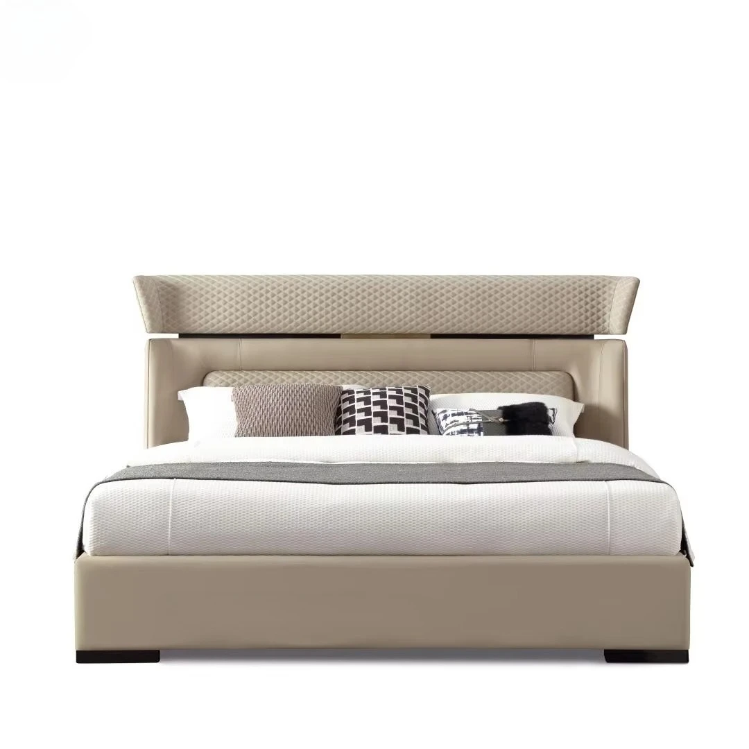 *Manufacturer Direct Sales Customized Light Luxury Modern Style Leather Bed with Soft Cushion and extra Large Chesterfield Bed