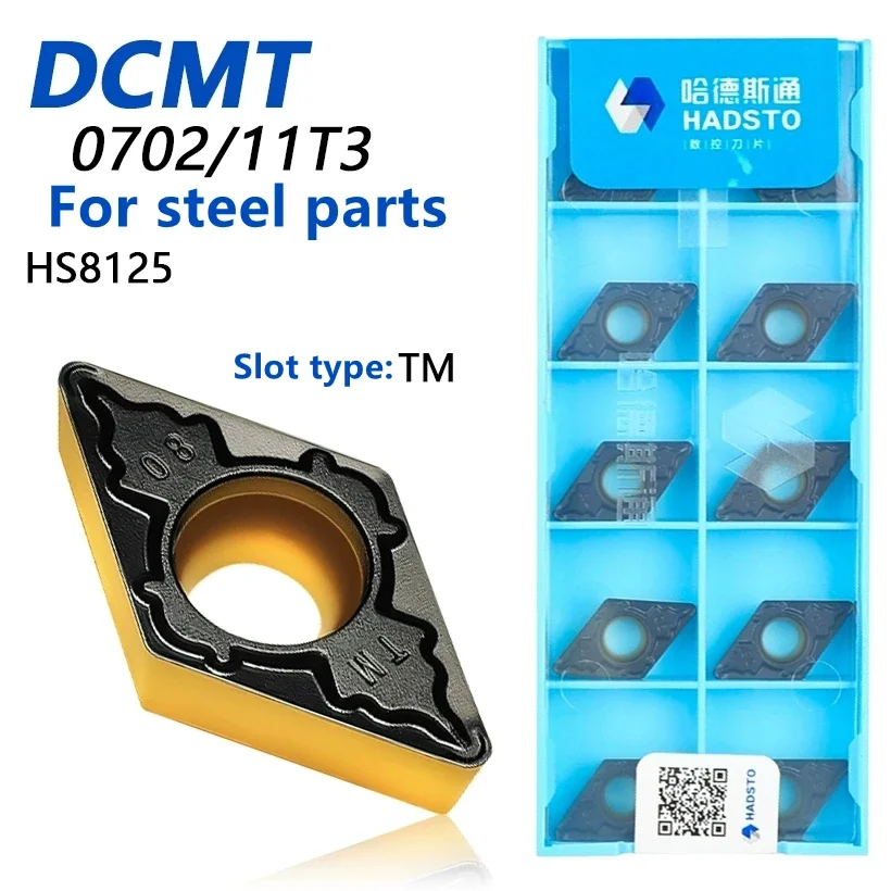

10 шт. Hadsto 100% оригинальные вставки с ЧПУ Dcmt070204 Dcmt11T304-Tm Hs8125 токарный станок с ЧПУ для резки твердосплавных вставок для стальных деталей