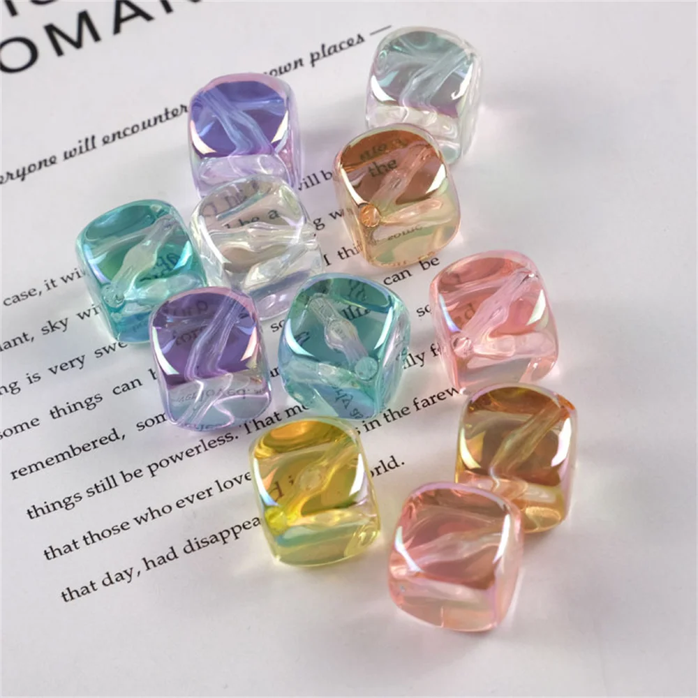 CH39  Color Ice Cube Square Bead Diagonal Hole Candy-colored Beaded Acrylic Bracelet Jewelry Accessories Diy Hand-made.