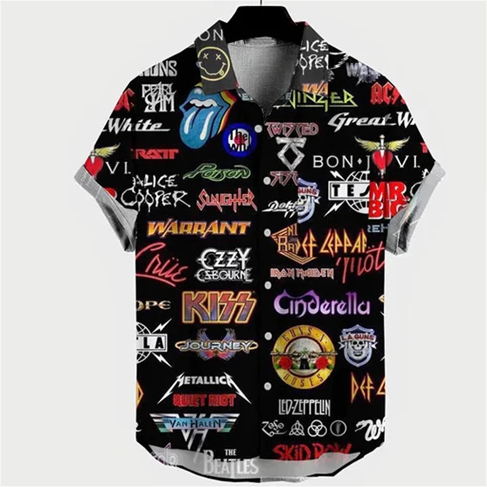 New Men\'s Summer Hawaiian Beach Shirt 3D Printed Oversized Hip-hop Shirt Rock Style Vacation Casual Retro Men\'s Wear