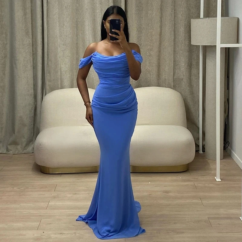 

Ryanth Mermaid Prom Evening Dresses Formal Off The Shoulder Chiffon Party Dress Women Cocktail Night Prom Gowns Plus Size