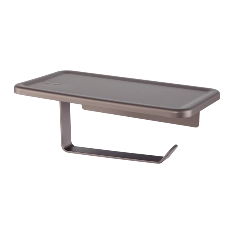 Custom Logo Modern Single Layer Wall Mounted Aluminum Storage Rack High Quality Anodized Surface Toilet Paper Tissue Holder