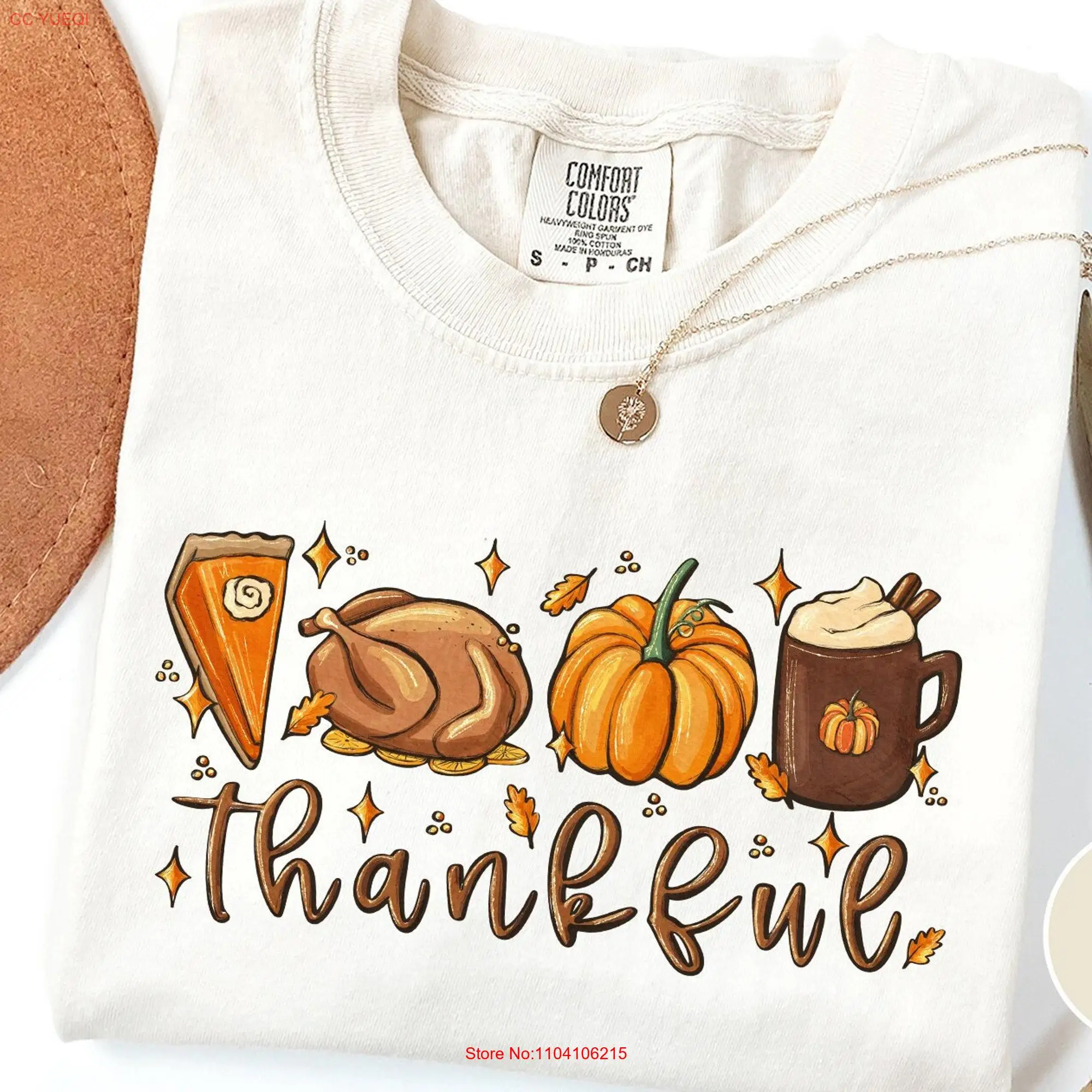 Comfort Colors Thankful Grateful Blessed T Shirt Pumpkin Spice Thanksgiving Fall  long or short sleeves