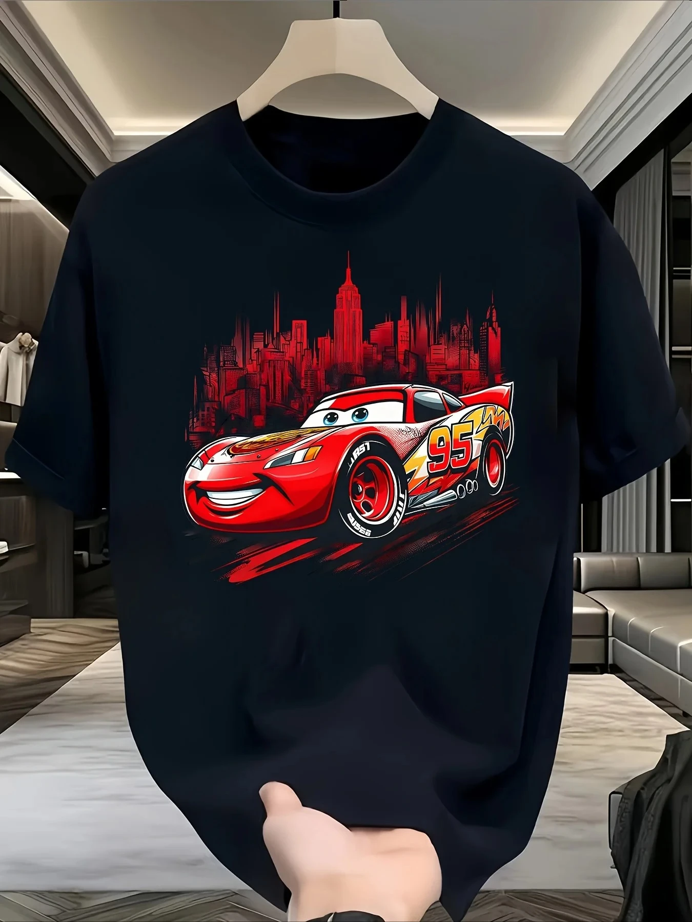 

Lightning McQueen Car 95 Graphic T-shirt For Men Women Summer Sport Cotton Tee Clothing Sports Oversized Couples Tops Streetwear