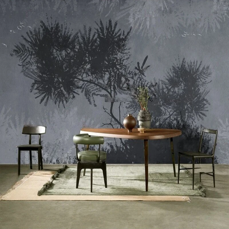 Light Ink Tree Language Forest mural Wallpaper - Natural Landscape Background Wall Art for Living Room Bedroom and office