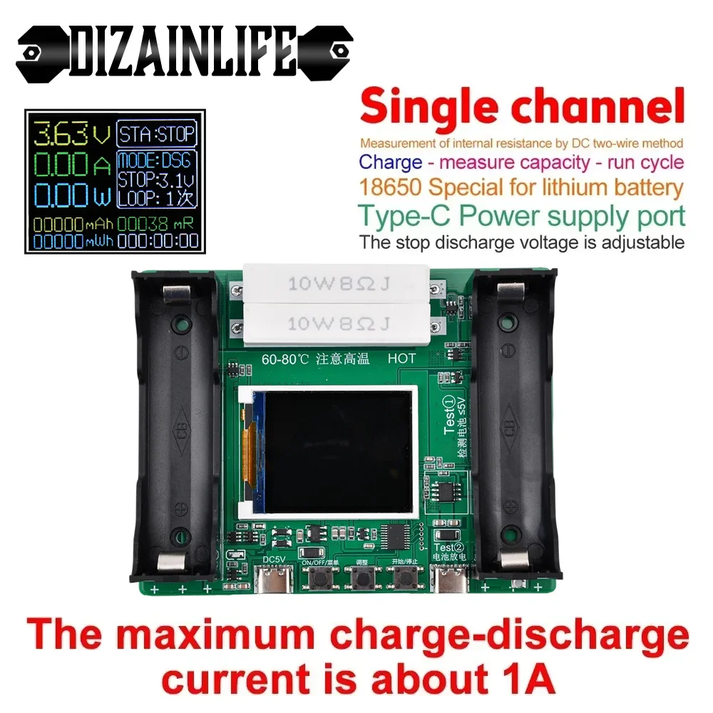 18650 Lithium Batterij Capaciteit Tester Module Mah Mwh Digitale Batterij Power Detector Module 18650 Batterij Tester