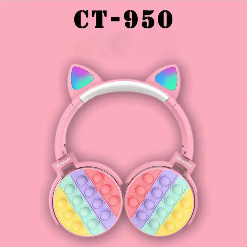 

EYOUOPhones Wireless Bluetooth LED Light Cute Bubble Cat Ear Stereo Foldable Headset for