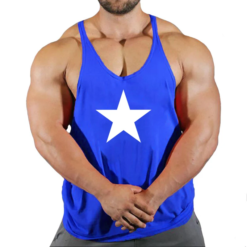 Muscle summer personalized creative star print pattern sleeveless breathable men's fitness hip-hop casual comfortable vest
